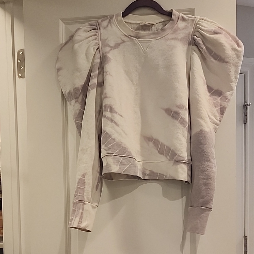 Ulla Johnson Purple Tie-Dye Puff Sleeve Sweatshirt- Orchid Tie Dye. - Picture 2 of 5